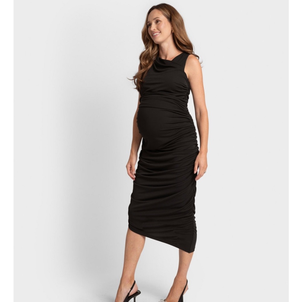 NWT Seraphine maternity black ruched dress